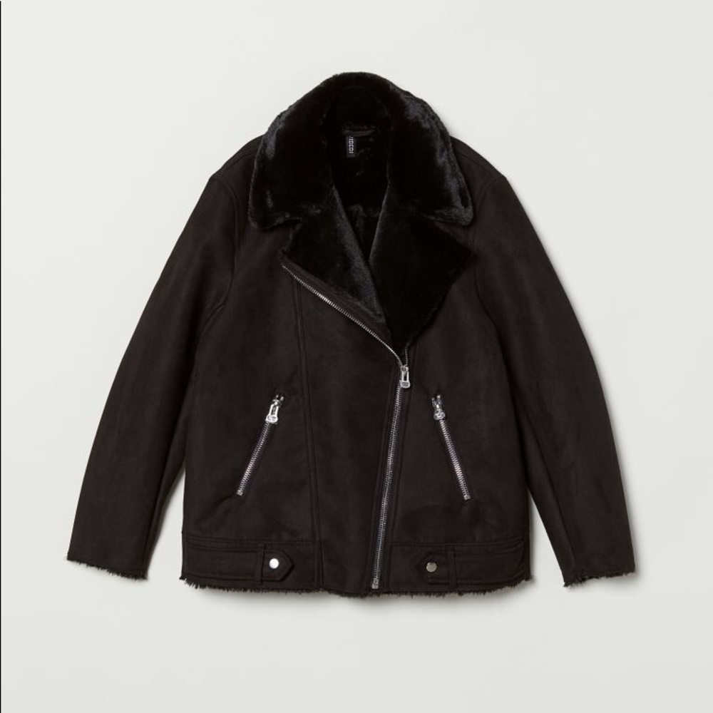 H&M Faux Fur-Lined Biker Jacket